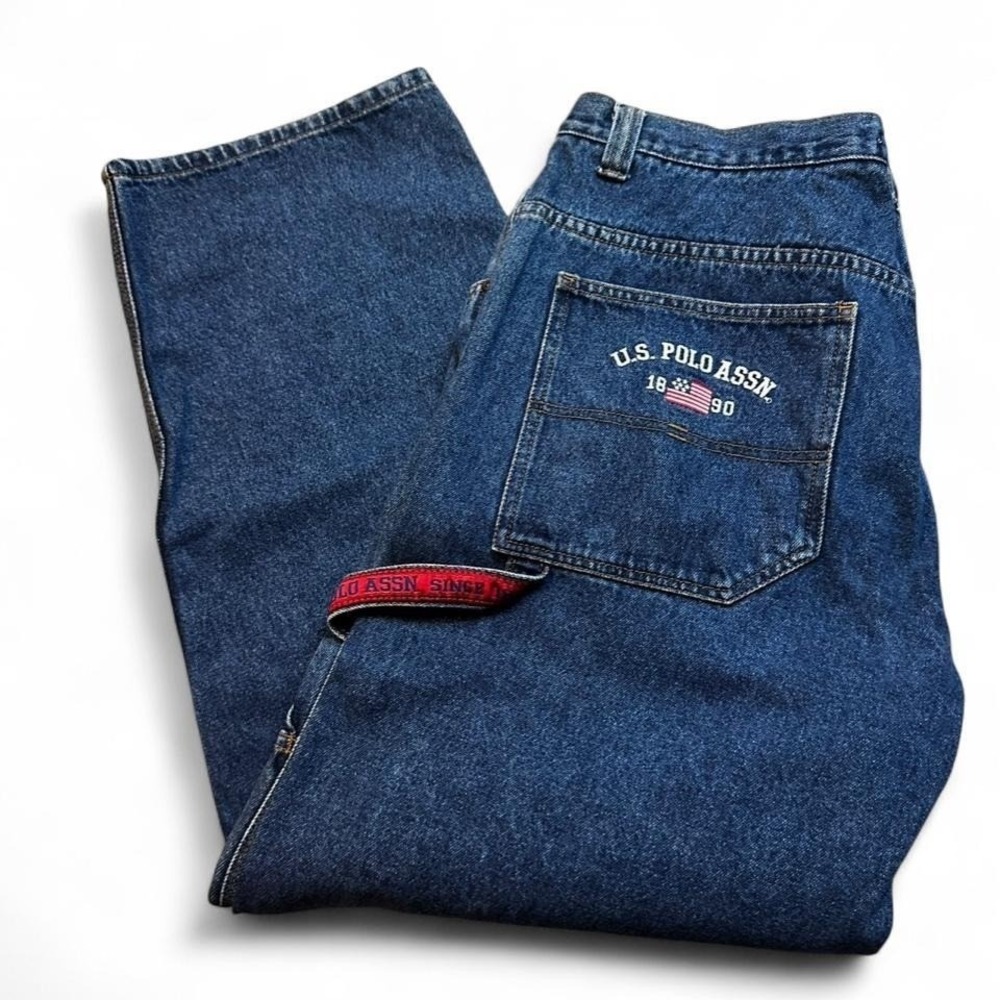 US‎ Polo Assn Men's Jeans 40x30 Blue Carpenter Baggy Wide Hip Hop Y2K Skater